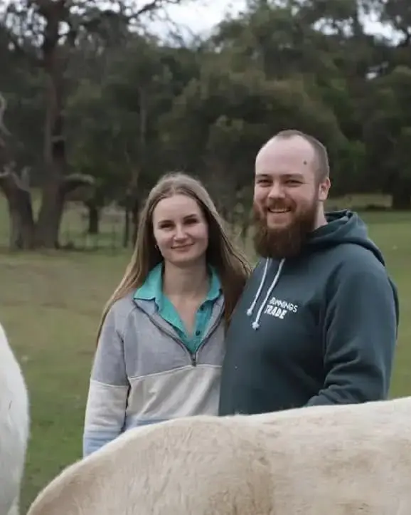 Daniel and Tahlia Ferguson with their Murray Grey cattle